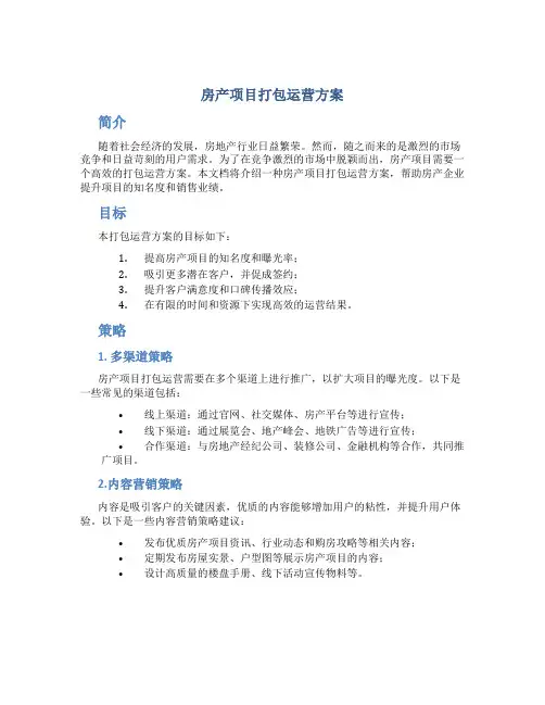 房产项目打包运营方案