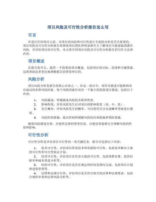 项目风险及可行性分析报告怎么写