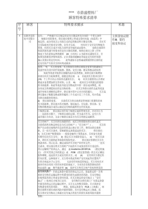 EDT-FM-035顾客特殊要求清单customerspecialrequirementlist