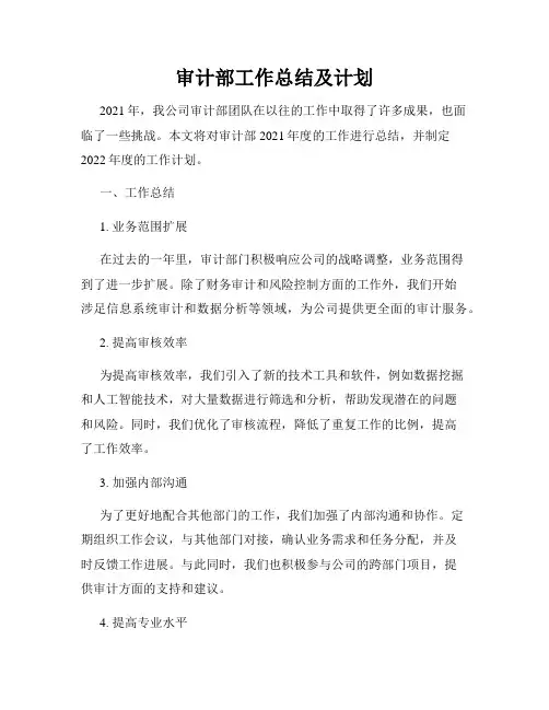 审计部工作总结及计划