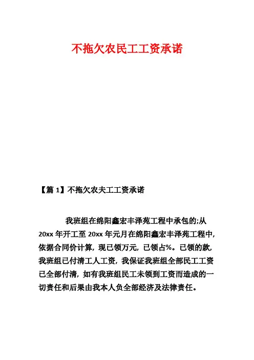 不拖欠农民工工资承诺1
