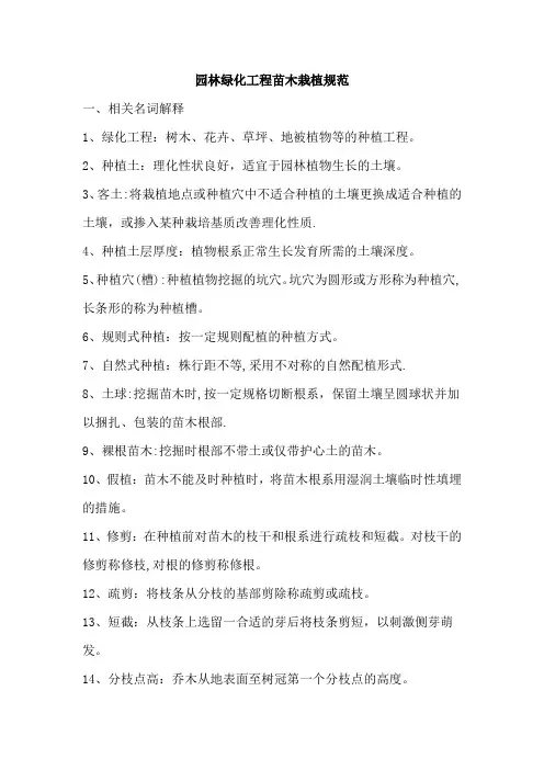 园林绿化工程苗木栽植规范(DOC)