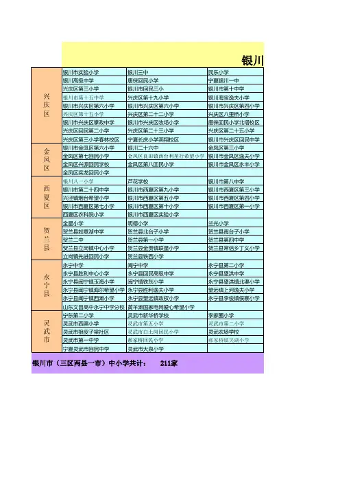 银川市中小学分布统计大全