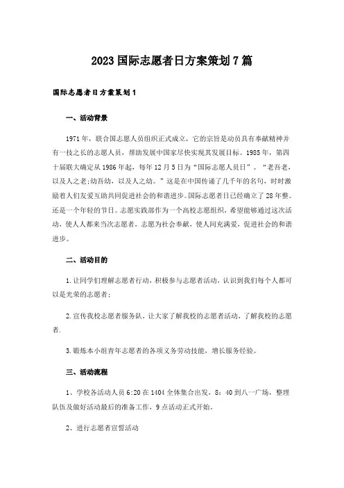 2023国际志愿者日方案策划7篇