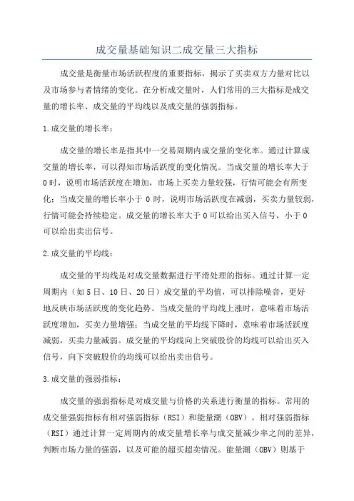 成交量基础知识二成交量三大指标