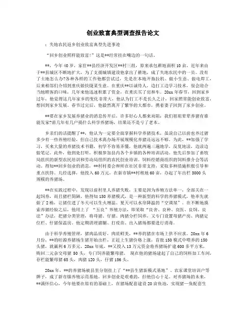 创业致富典型调查报告论文