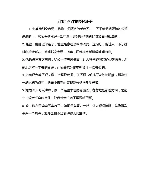 评价点评的好句子