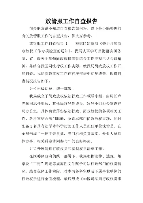放管服工作自查报告