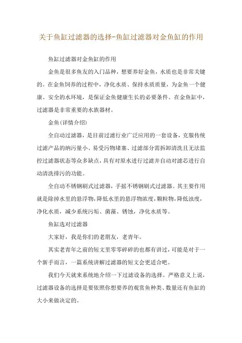 关于鱼缸过滤器的选择-鱼缸过滤器对金鱼缸的作用