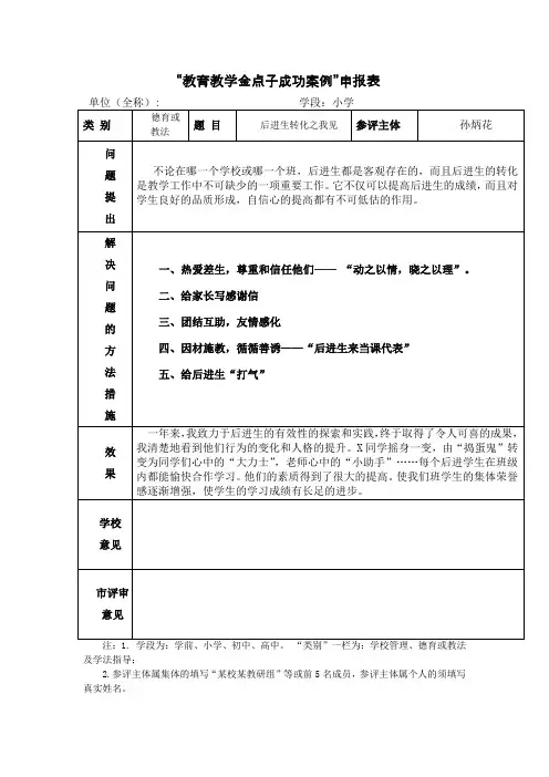 教育教学金点子成功案例