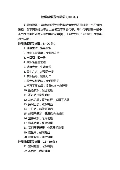 控烟禁烟宣传标语（80条）