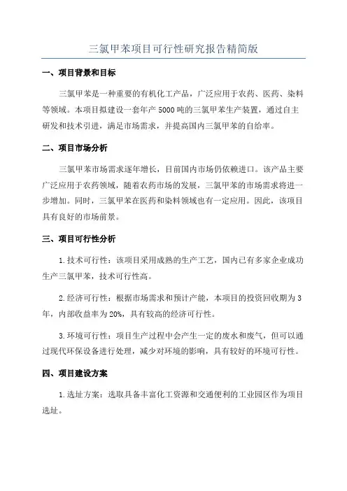 三氯甲苯项目可行性研究报告精简版
