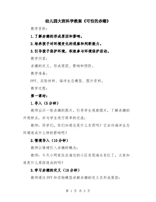 幼儿园大班科学教案《可怕的赤潮》