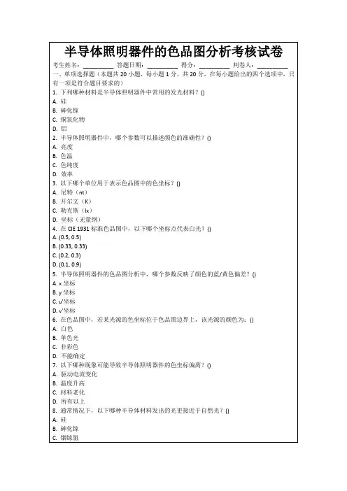 半导体照明器件的色品图分析考核试卷