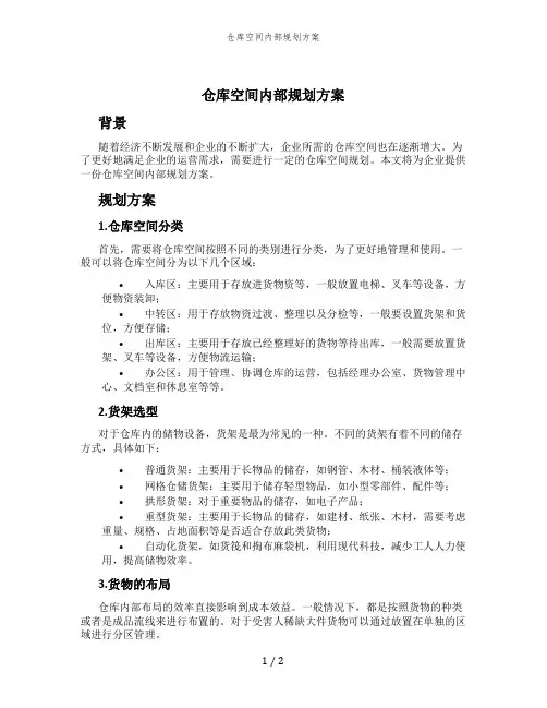 仓库空间内部规划方案