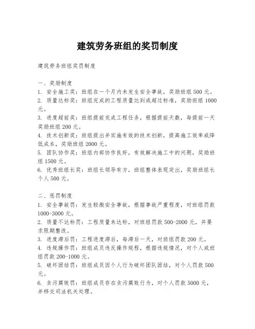 建筑劳务班组的奖罚制度