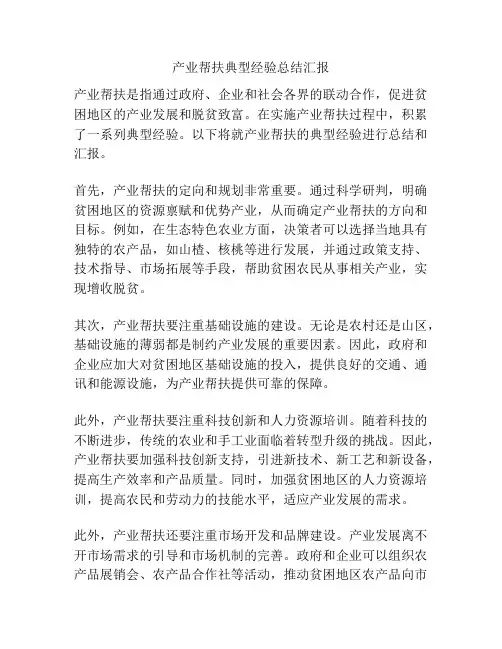产业帮扶典型经验总结汇报