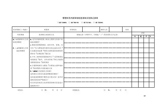 1.质量管理体系内部审核检查清单及现场记录表.doc