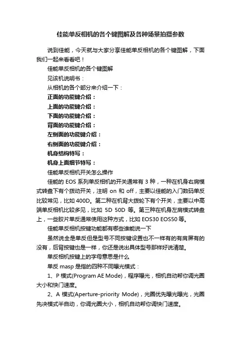 佳能单反相机的各个键图解及各种场景拍摄参数