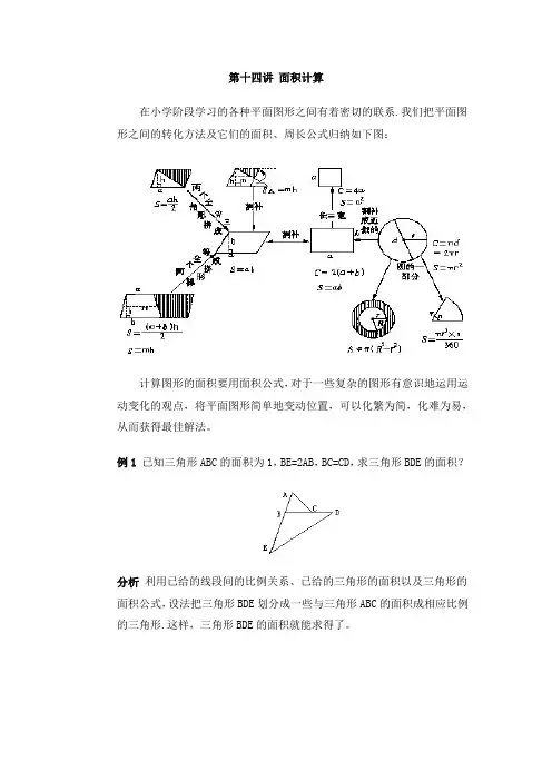 五年级上册奥数面积计算(例题含答案)