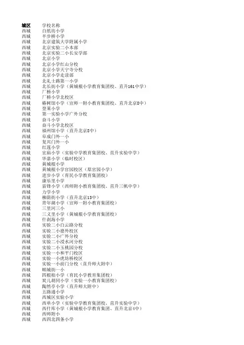 北京学区信息采集学校列表(东西海朝)