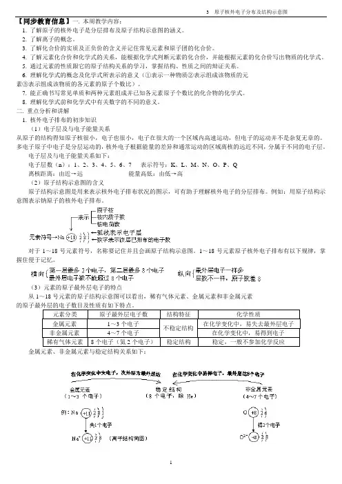 初三化学 原子核外电子分布及结构示意图