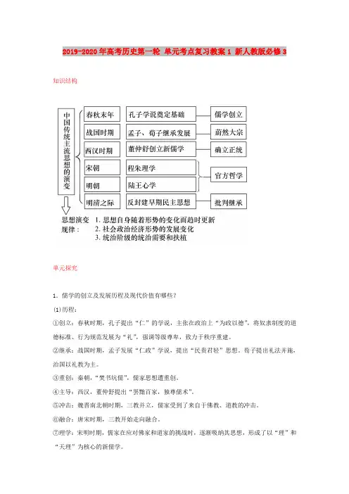 2019-2020年高考历史第一轮 单元考点复习教案1 新人教版必修3