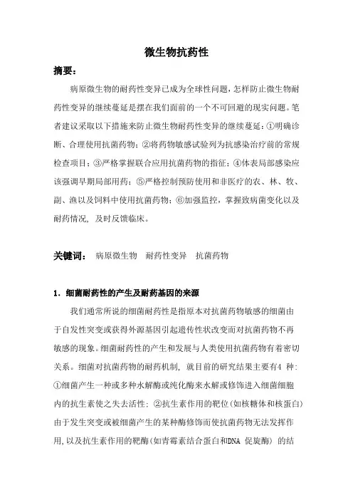 微生物论文  微生物抗药性
