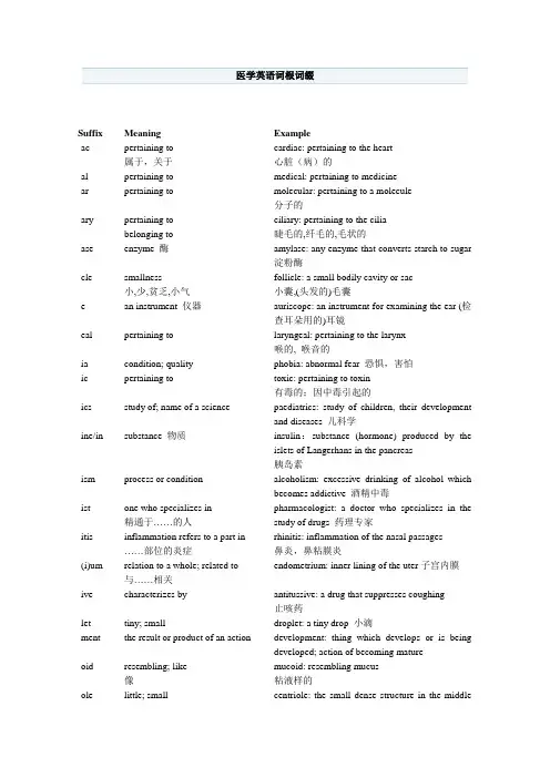(完整版)医学英语词根词缀大全