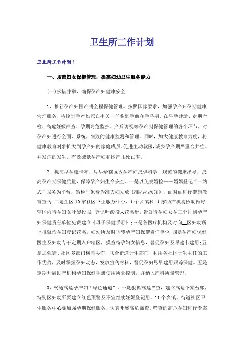 卫生所工作计划