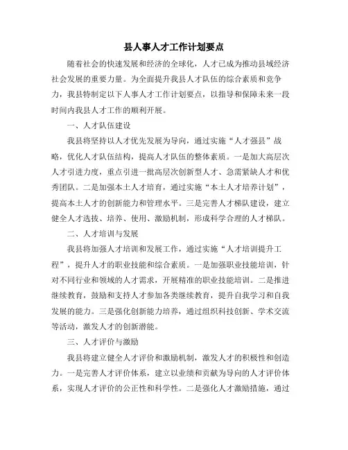 县人事人才工作计划要点