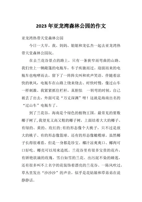 2023年亚龙湾森林公园的作文