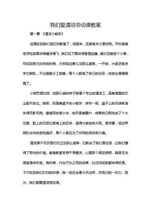 我们爱清洁劳动课教案