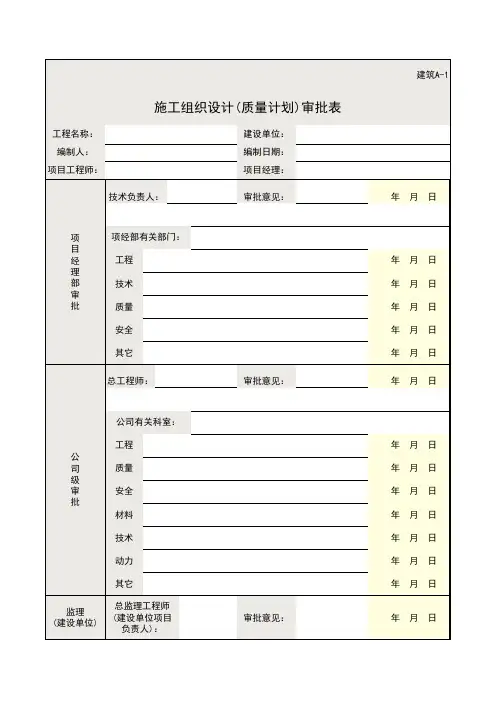 A-1施工组织设计(质量计划)审批表