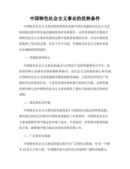 中国特色社会主义事业的优势条件