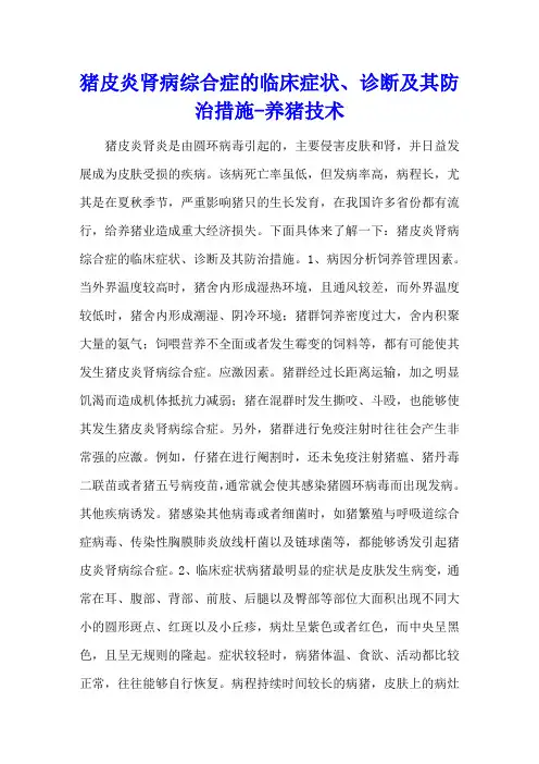 猪皮炎肾病综合症的临床症状、诊断及其防治措施 - 养猪技术