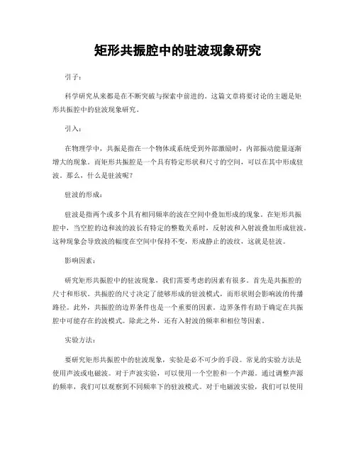 矩形共振腔中的驻波现象研究