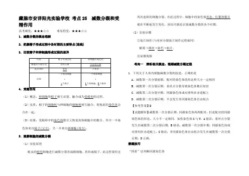 高考生物 考点一遍过 减数分裂和受精作用(含解析)