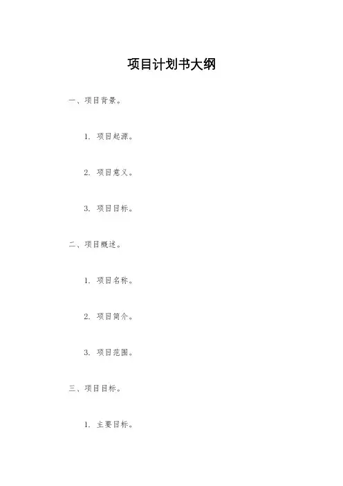 项目计划书大纲