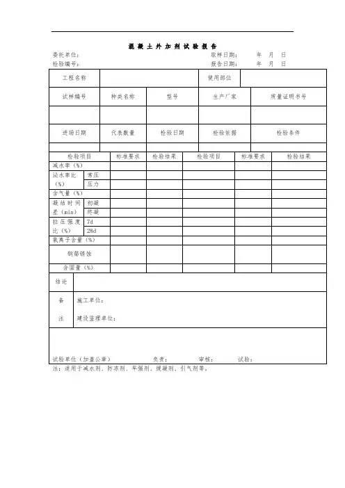 混凝土外加剂试验报告