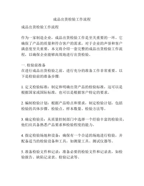 成品出货检验工作流程