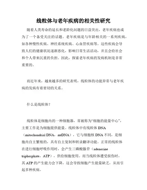 线粒体与老年疾病的相关性研究