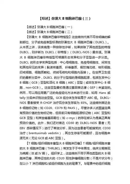 【综述】弥漫大B细胞淋巴瘤（三）