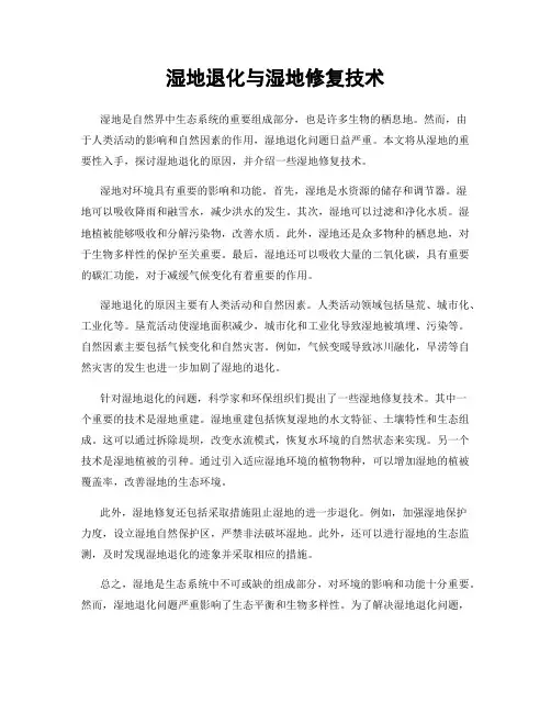 湿地退化与湿地修复技术