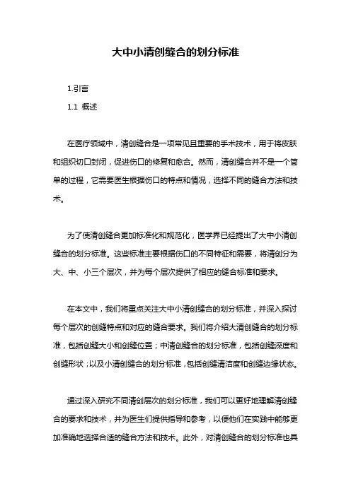 大中小清创缝合的划分标准