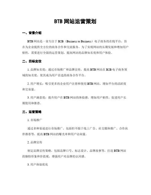 BTB网站运营策划