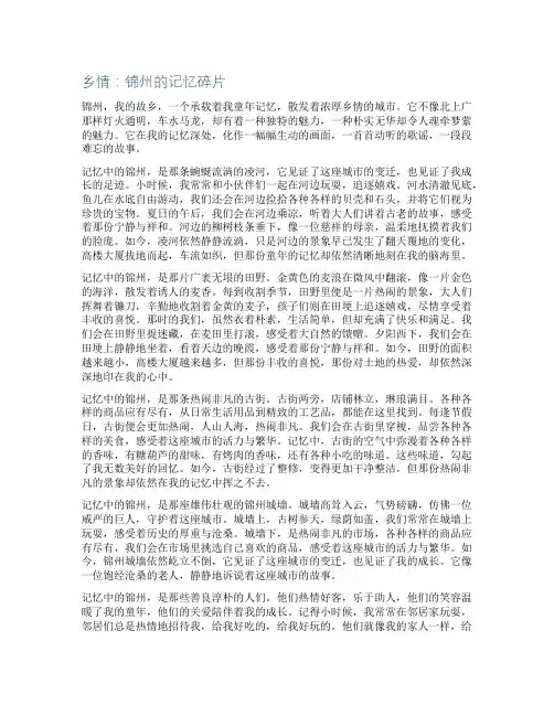 乡情600字作文初一锦州