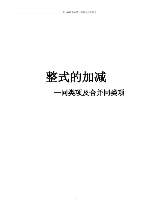 同类项与合并同类项讲义