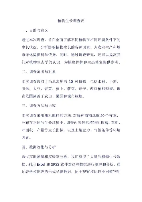植物生长调查表