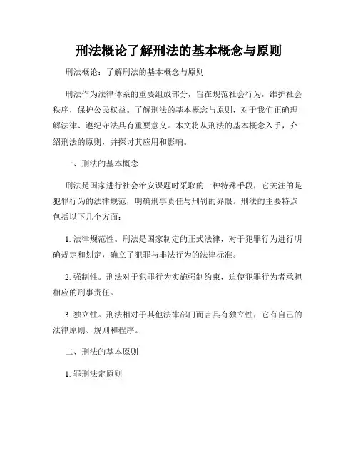 刑法概论了解刑法的基本概念与原则